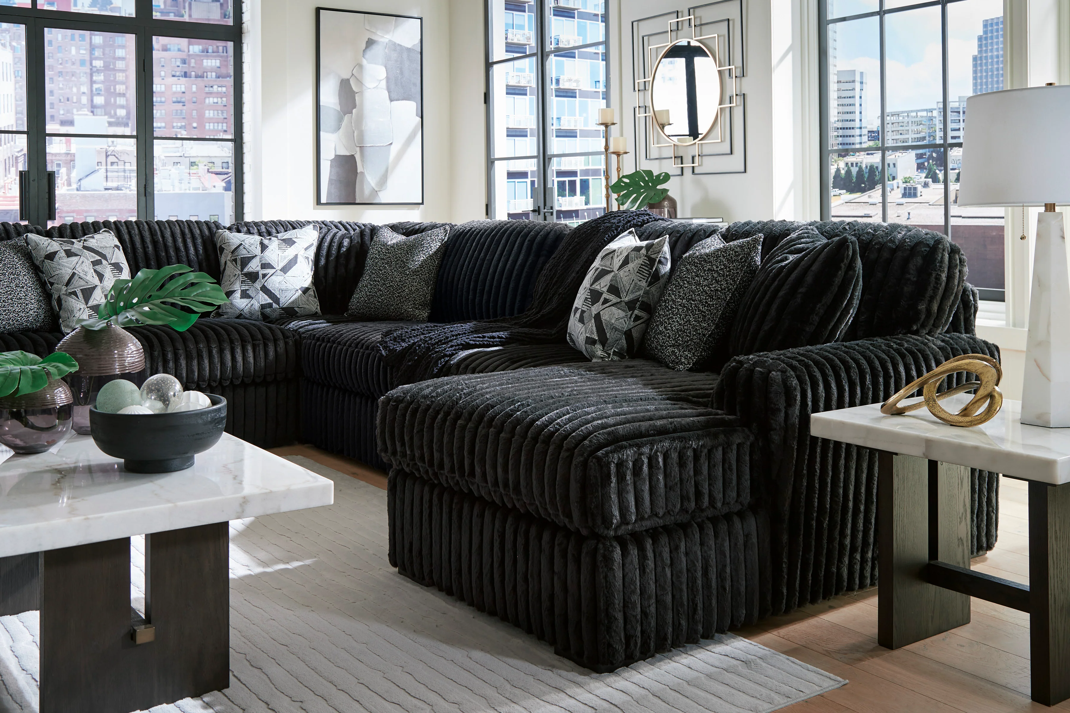 Midnight-Madness 4 piece Sectional Sofa Set - Image 11