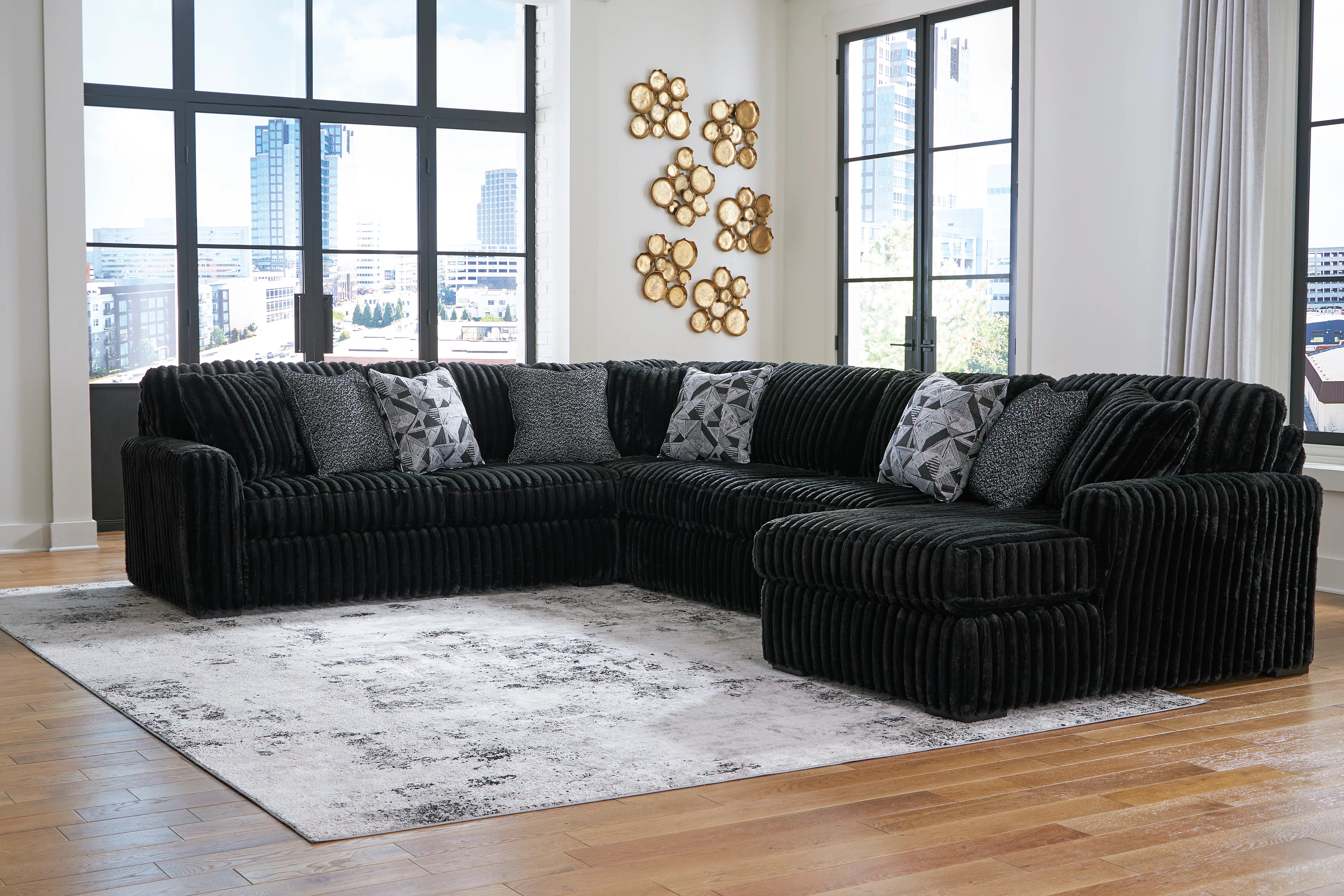 Midnight-Madness 4 piece Sectional Sofa Set - Image 4
