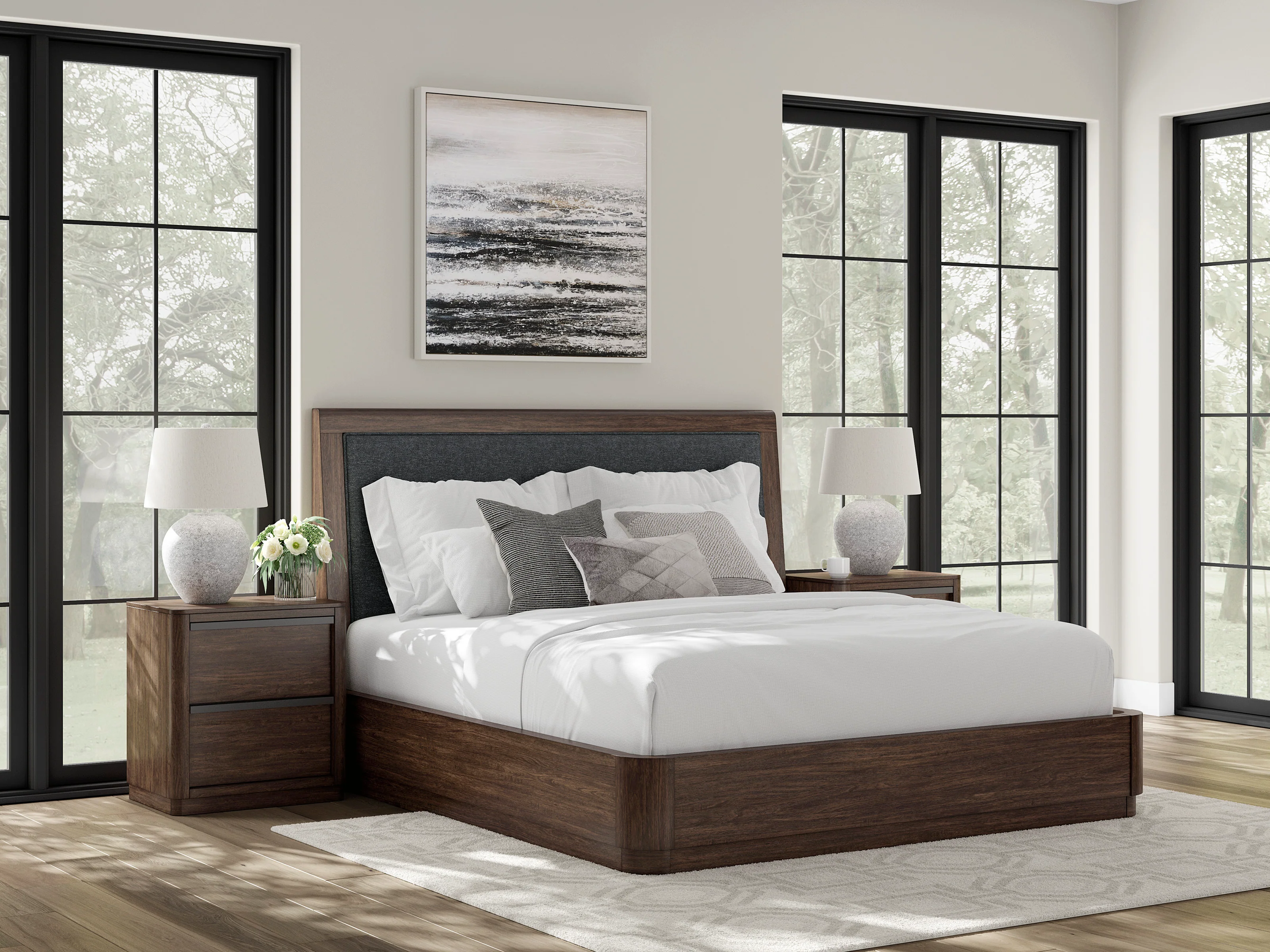 Kendamor King Upholstered Panel Bed