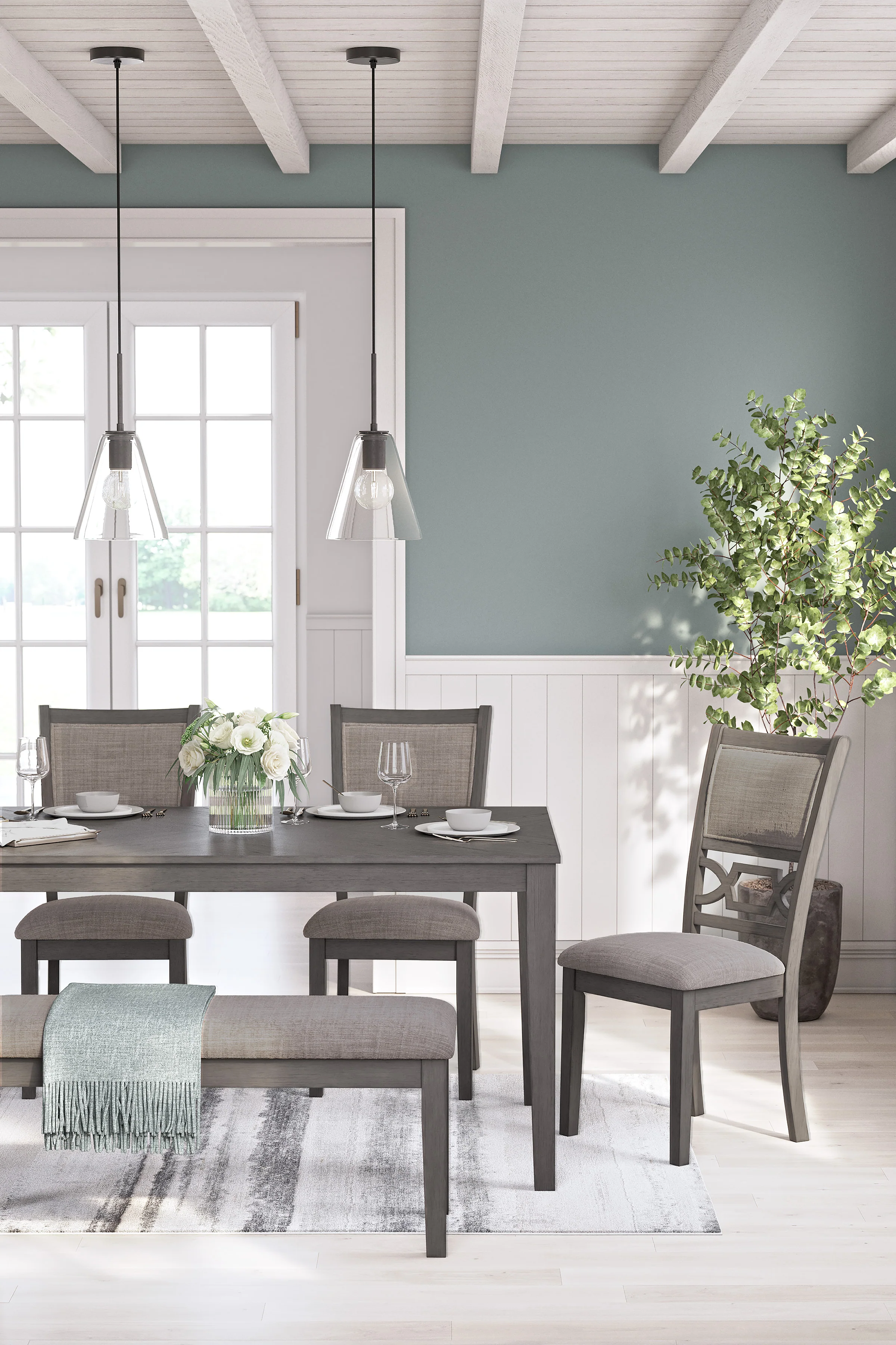 Wrenning Dining Table and 4 Chairs and Bench (Set of 6) - Image 5