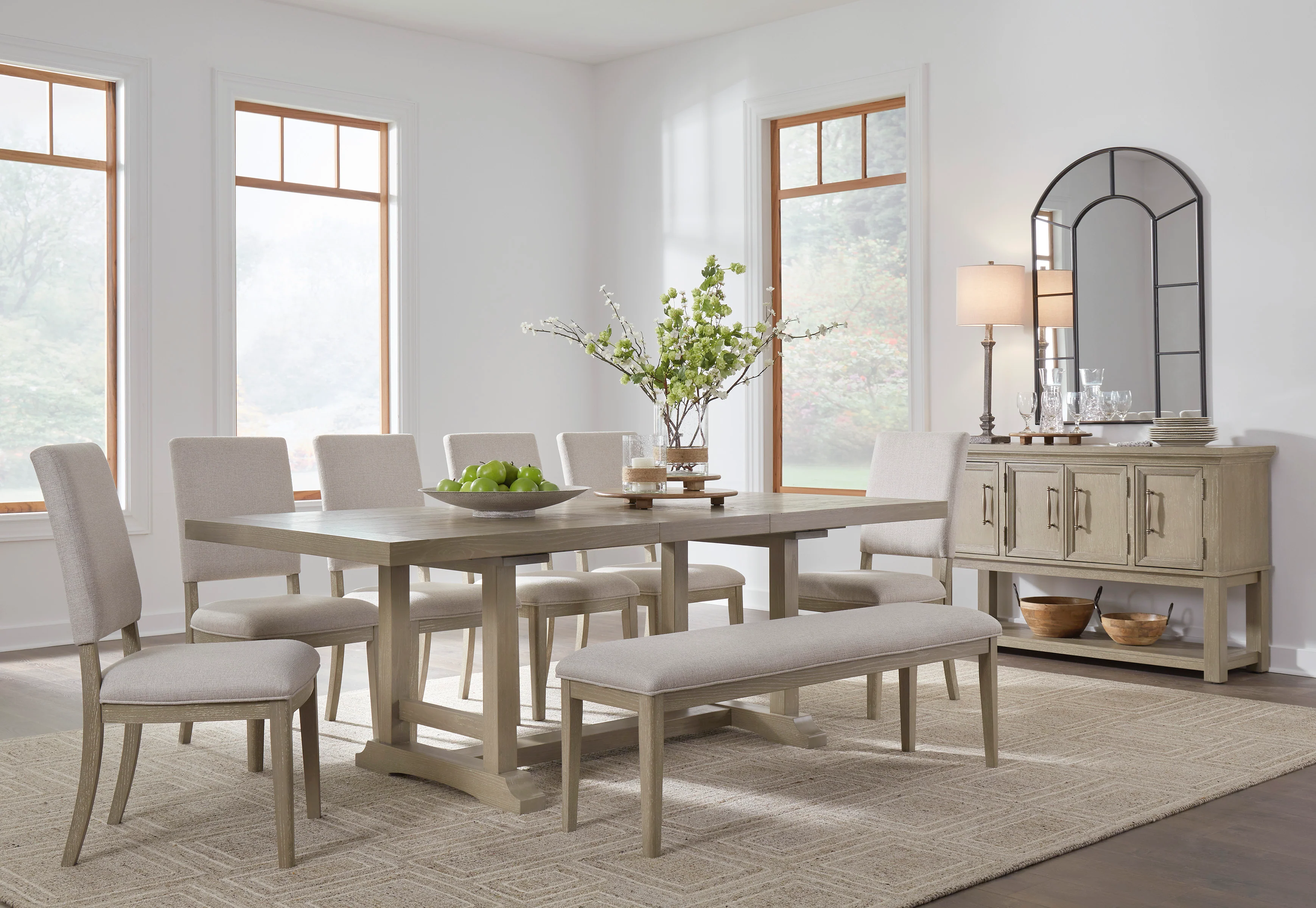 VALLARDIA Dinning table set (Table+ 6 chairs+ bench)