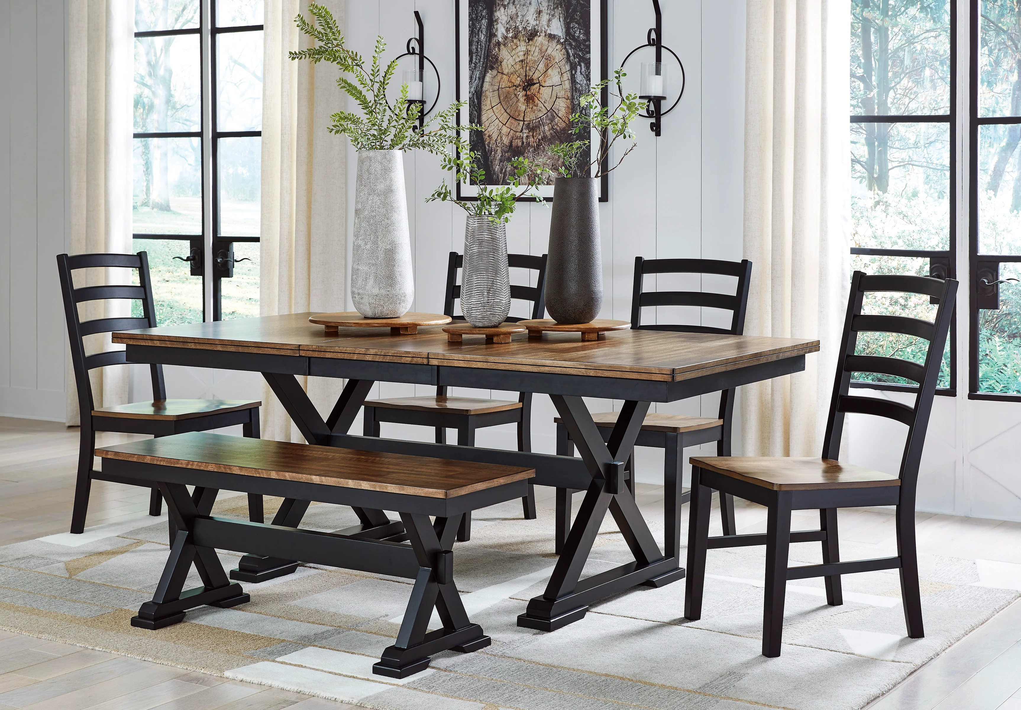 Galiden Dinning table set (Table+ 4 Chairs + Bench)