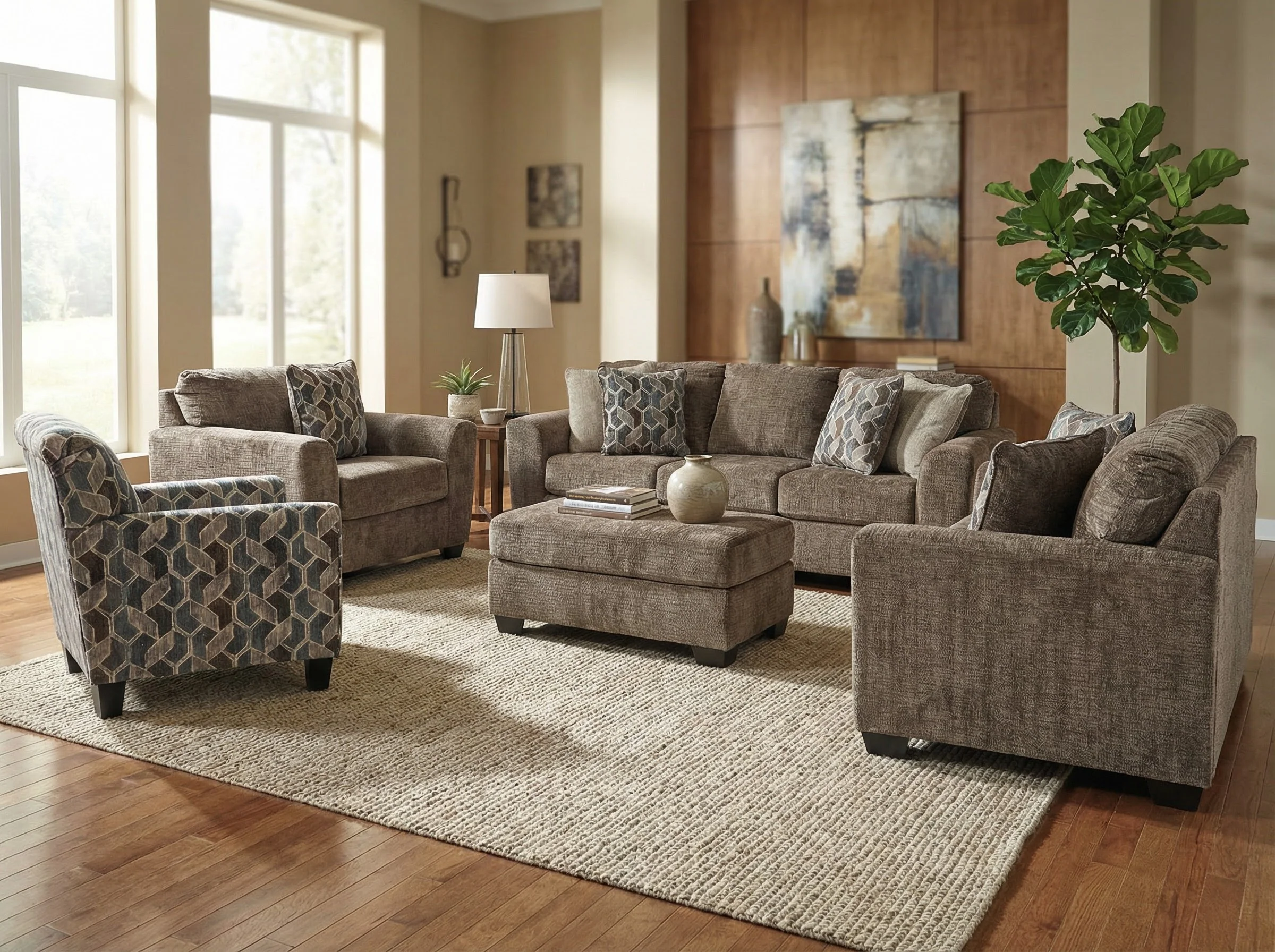 Noxfern Sofa set (3+2+1) + Accent Chair + Ottoman - Image 3