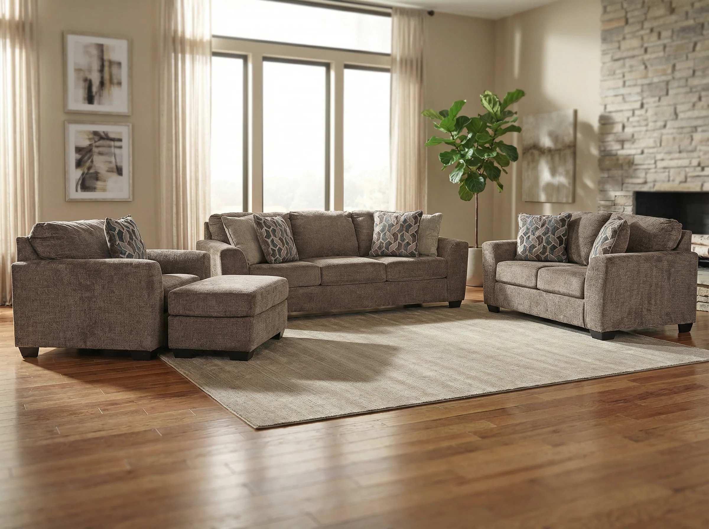 Noxfern Sofa set (3+2+1) + Ottoman - Image 3