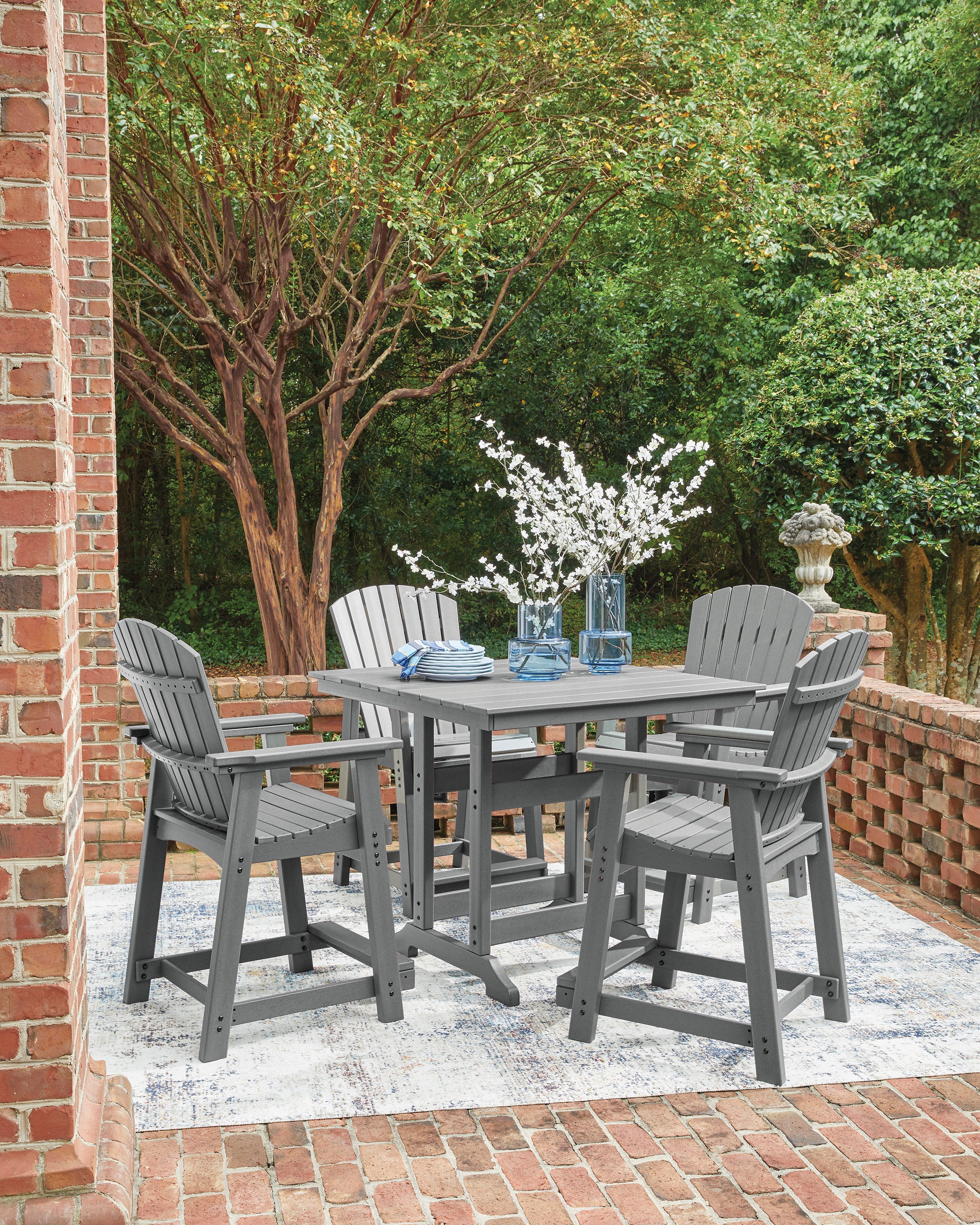 Ross Cove Outdoor Table Set With 4 Barstool