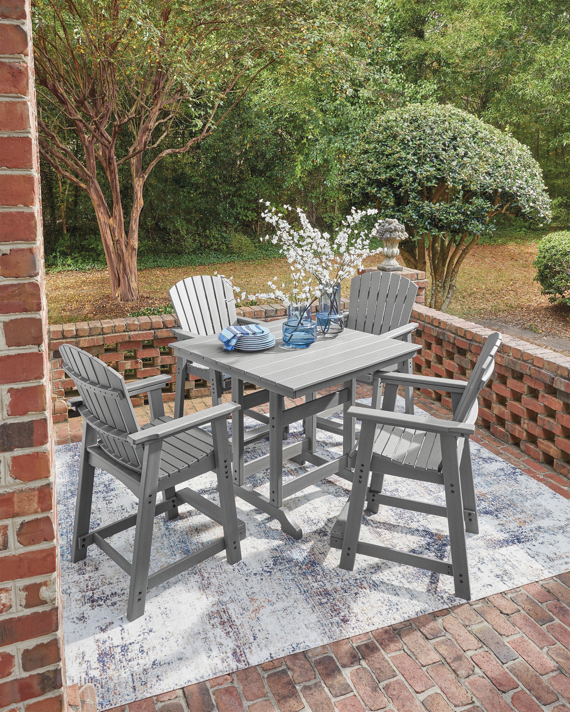 Ross Cove Outdoor Table Set With 4 Barstool - Image 3