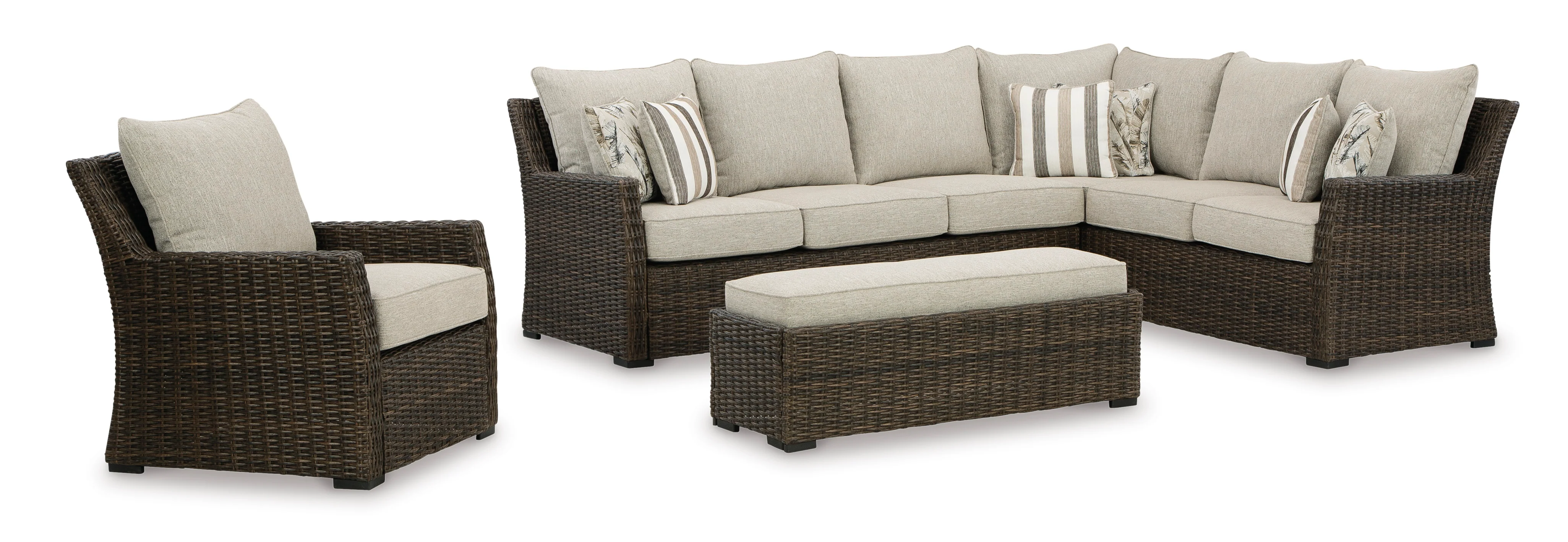 Brook Ranch Outdoor Sectional Sofa Set With Table - Image 12