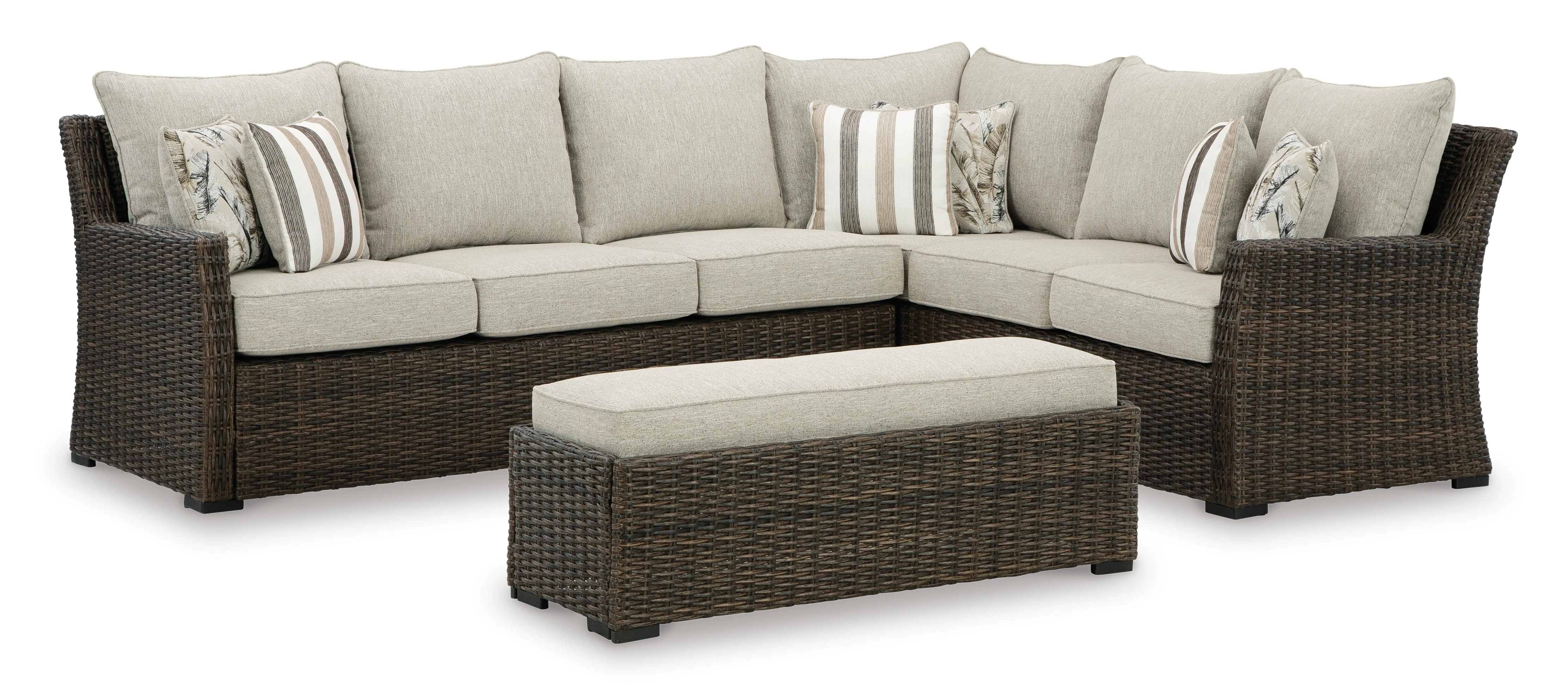 Brook Ranch Outdoor Sectional Sofa Set With Table - Image 13