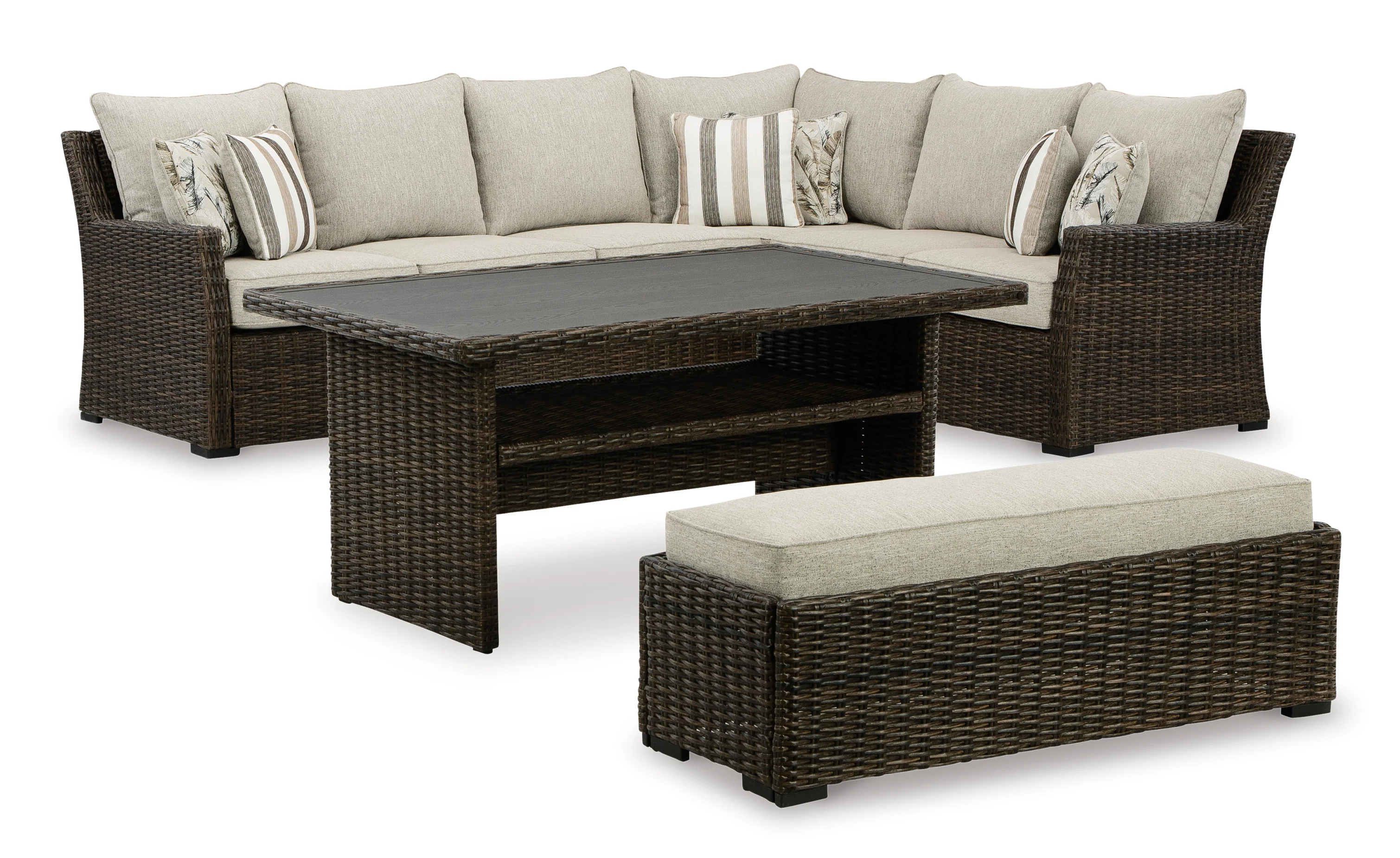 Brook Ranch Outdoor Sectional Sofa Set With Table - Image 7