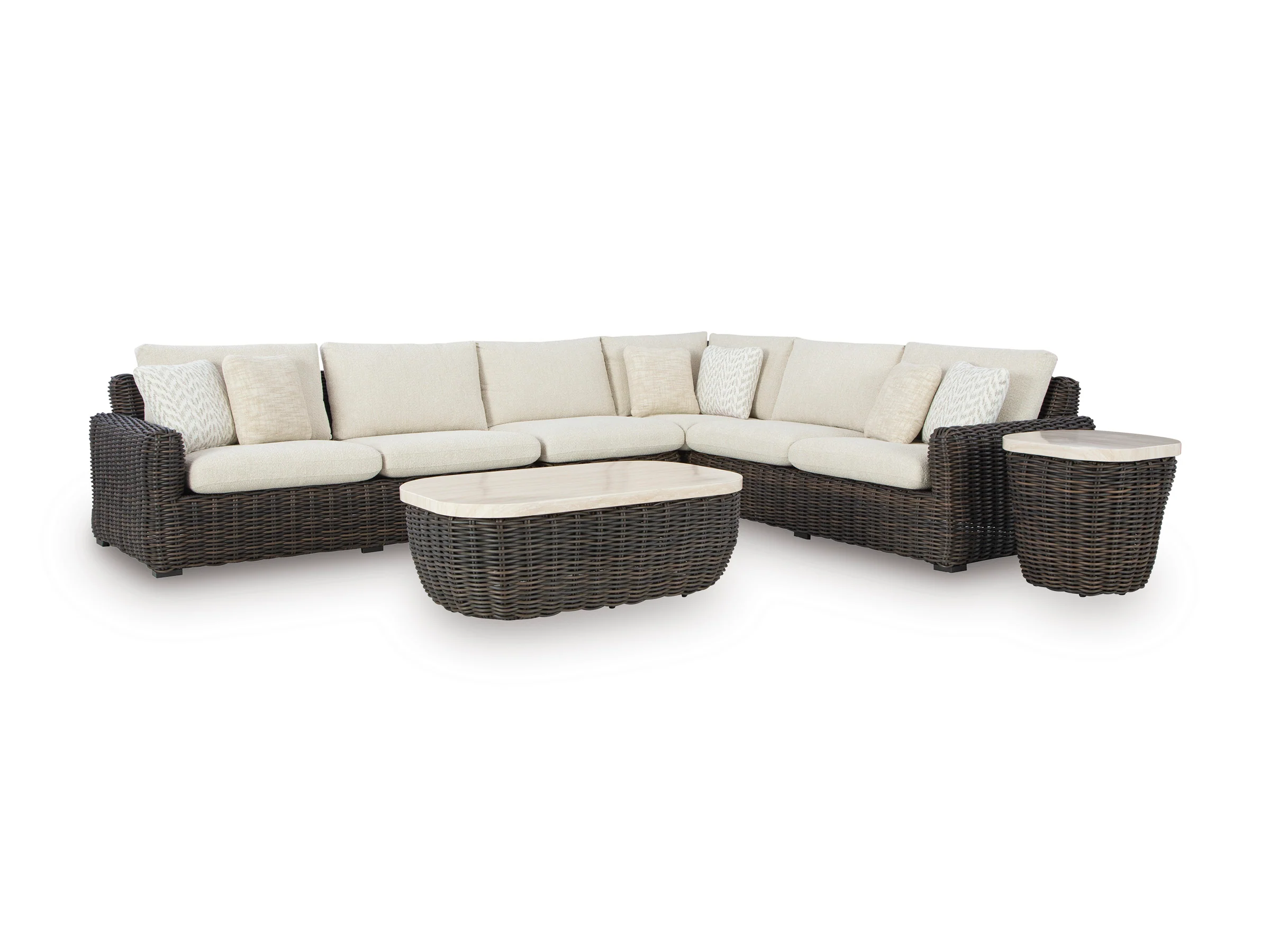 Kimora Outdoor Sectional Sofa Set With Cocktail Table & End Table - Image 2