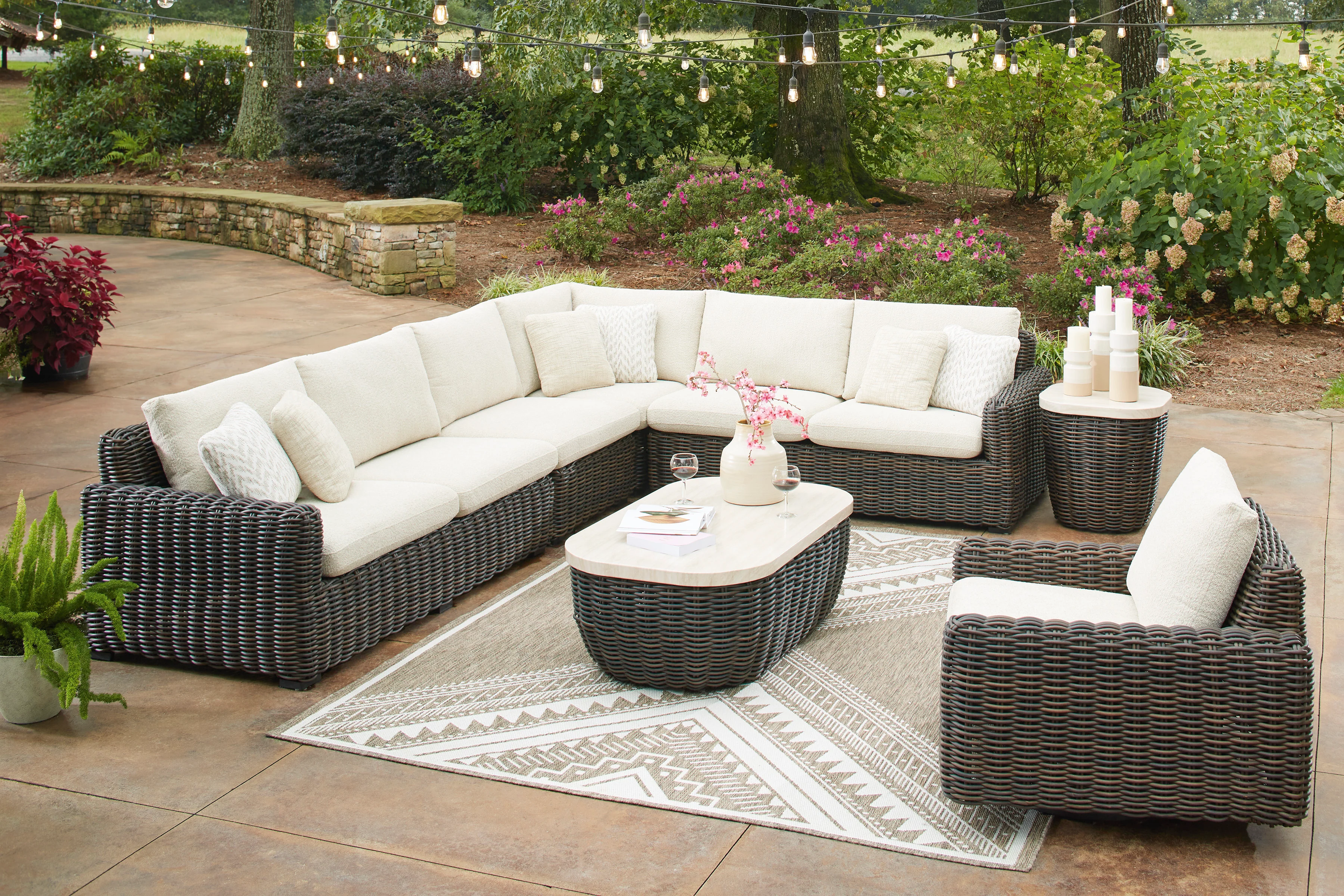 Kimora Outdoor Sectional Sofa Set With Cocktail Table & End Table - Image 3