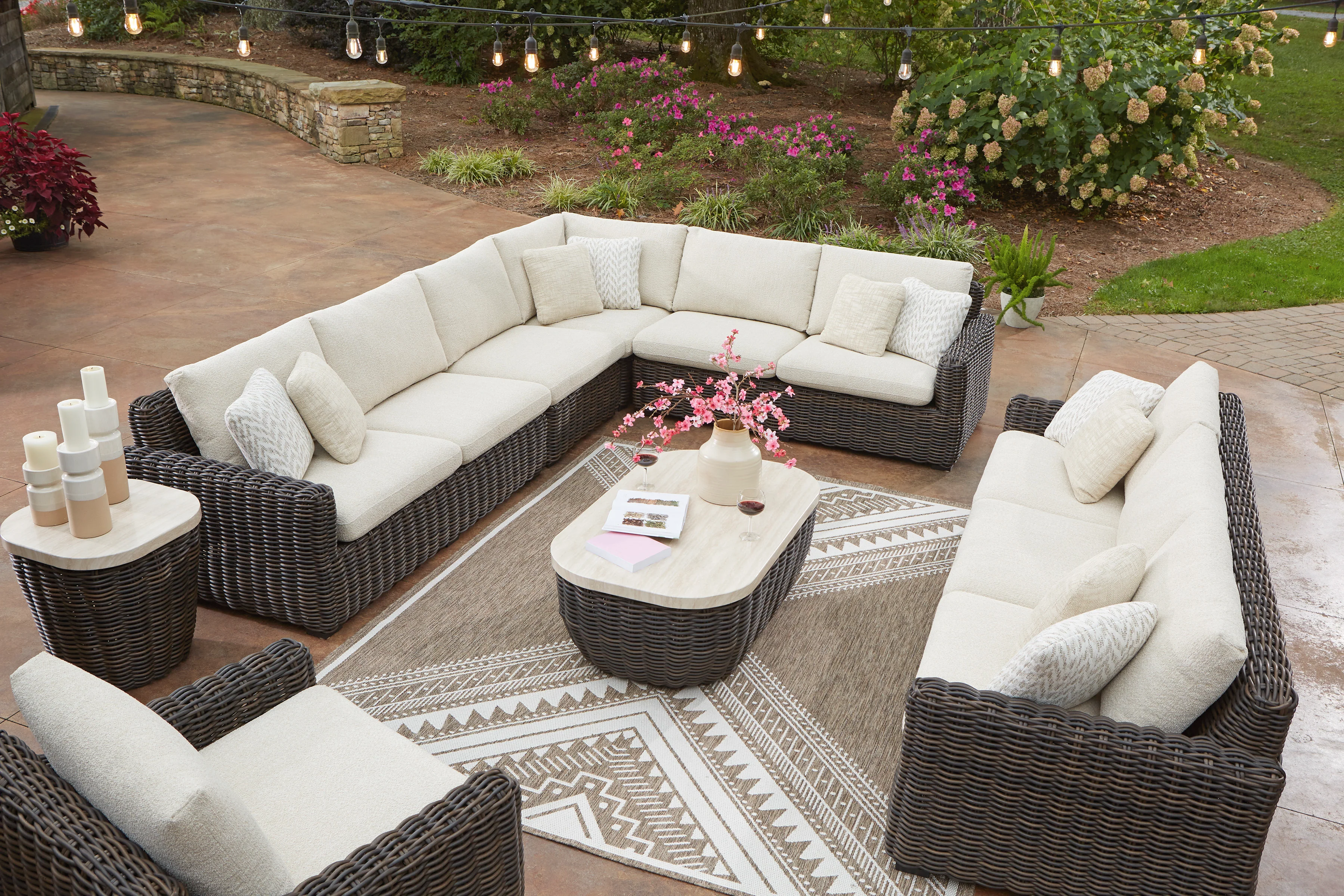 Kimora Outdoor Sectional Sofa Set With Cocktail Table & End Table - Image 4