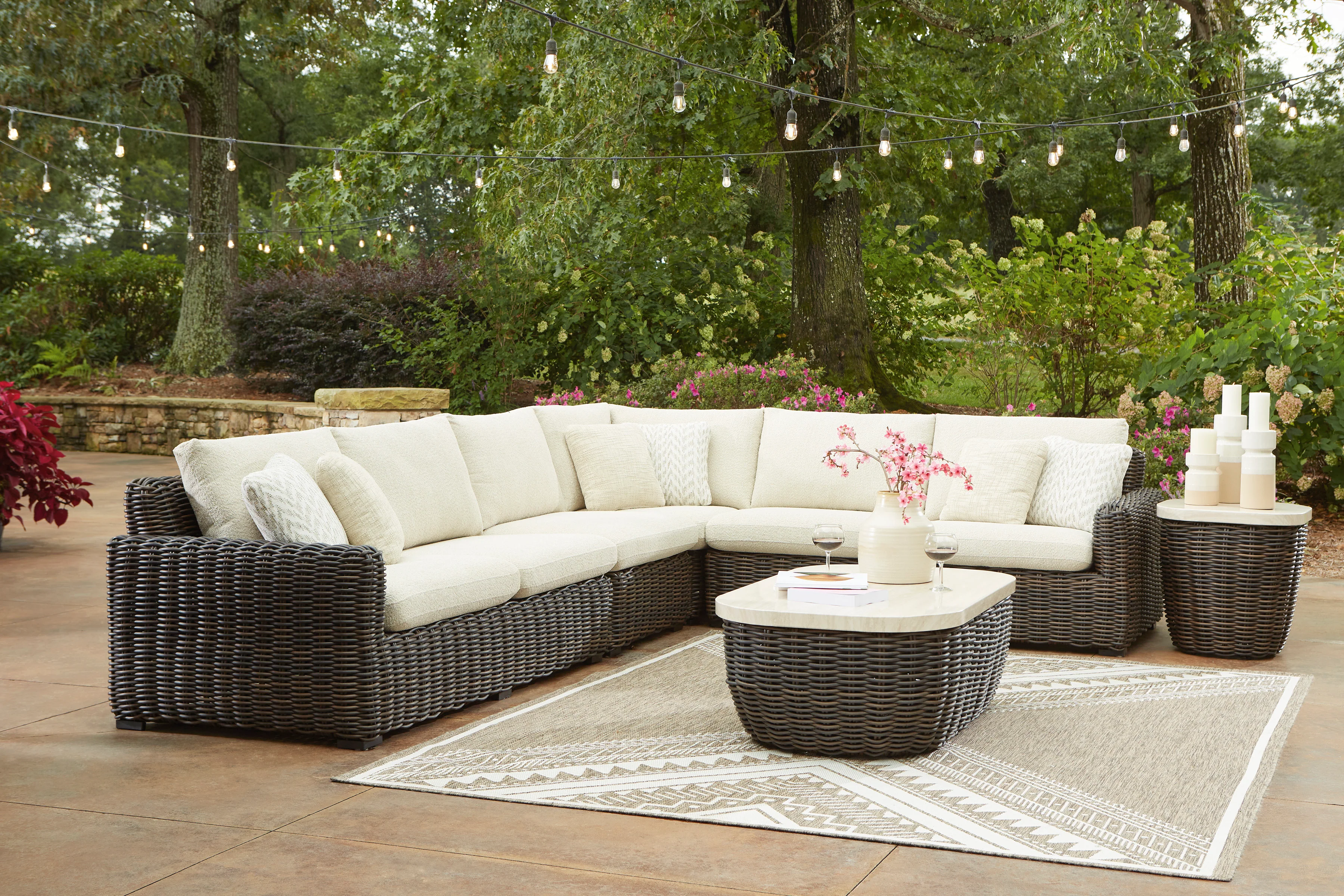 Kimora Outdoor Sectional Sofa Set With Cocktail Table & End Table - Image 5