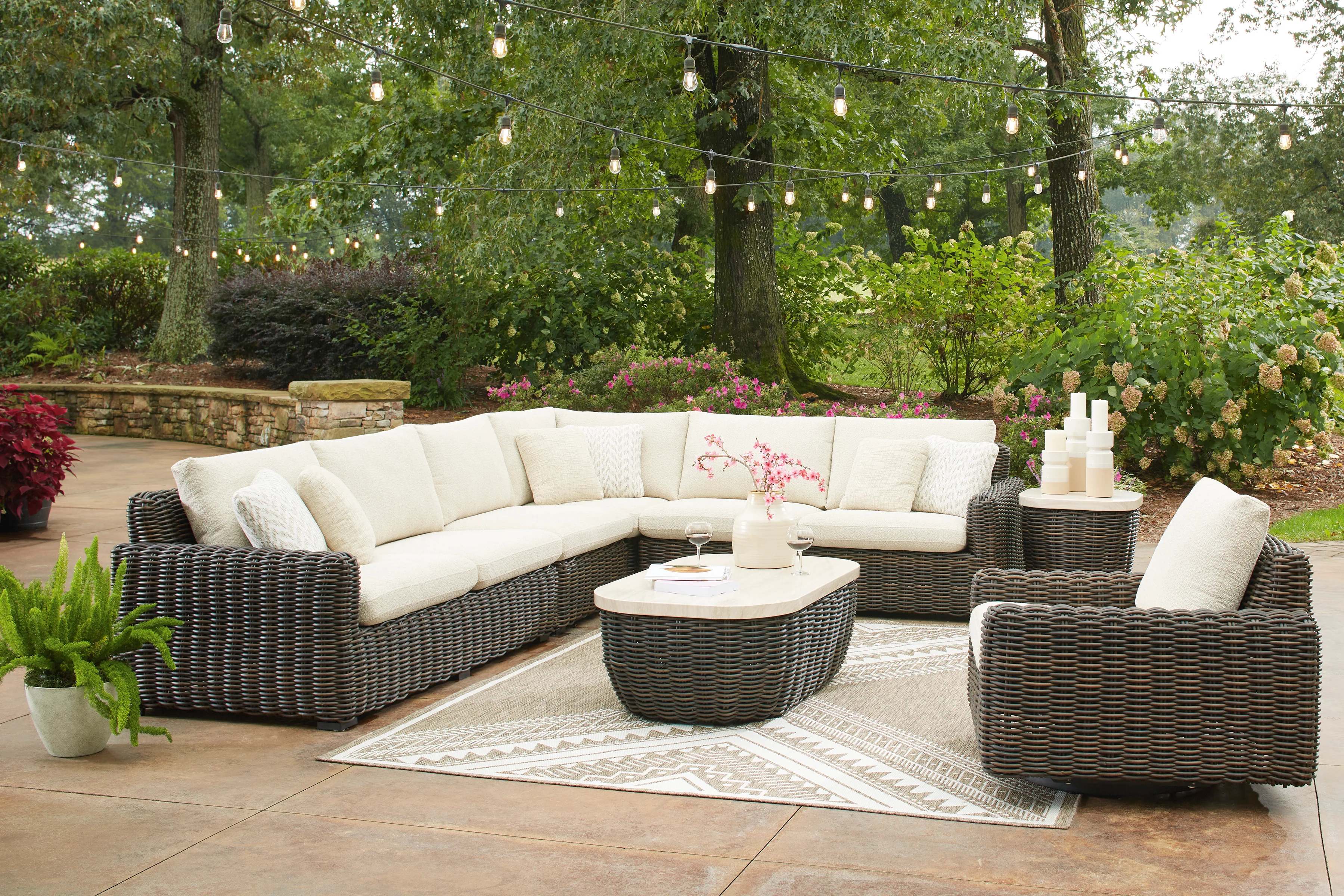Kimora Outdoor Sectional Sofa Set With Cocktail Table & End Table - Image 6