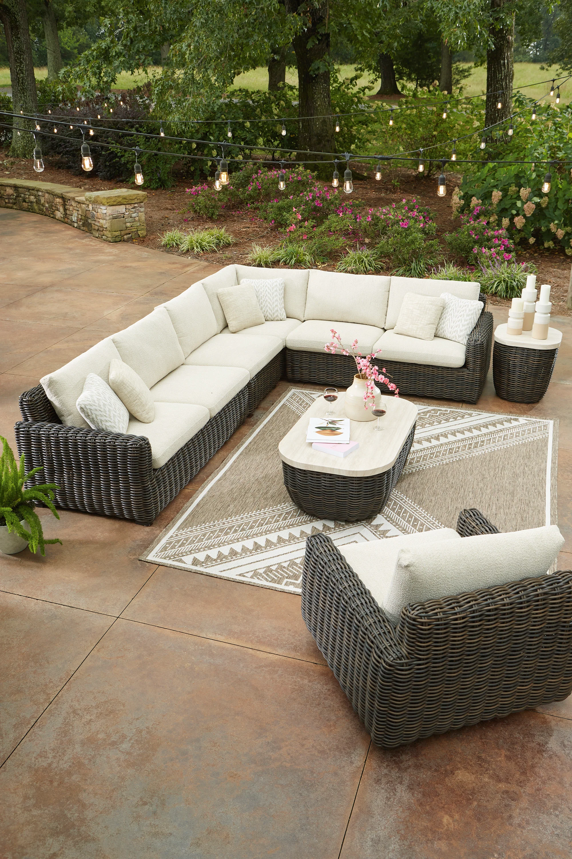 Kimora Outdoor Sectional Sofa Set With Cocktail Table & End Table - Image 7