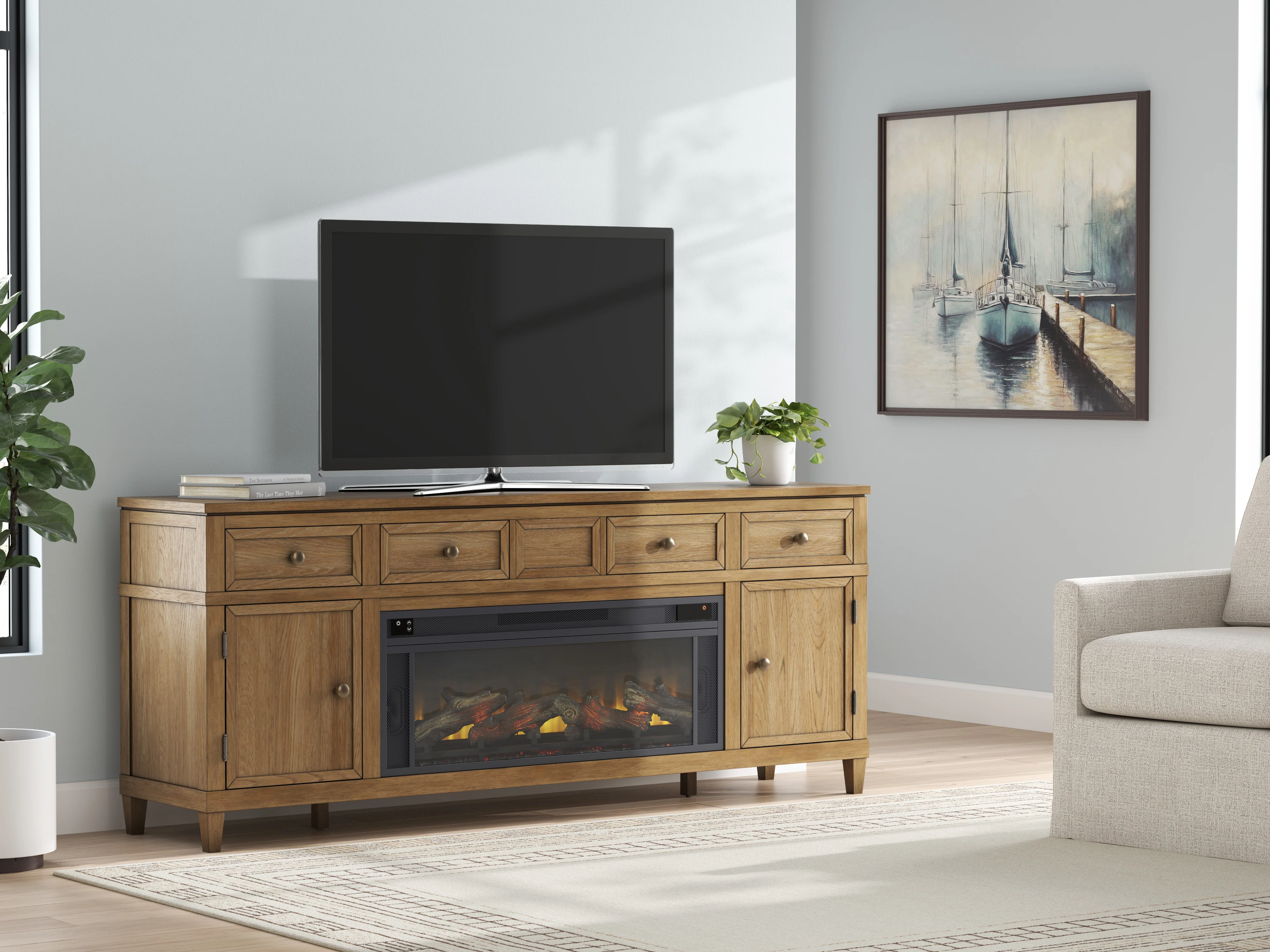 Sharlance XL TV Stand With Fireplace Option - Image 11