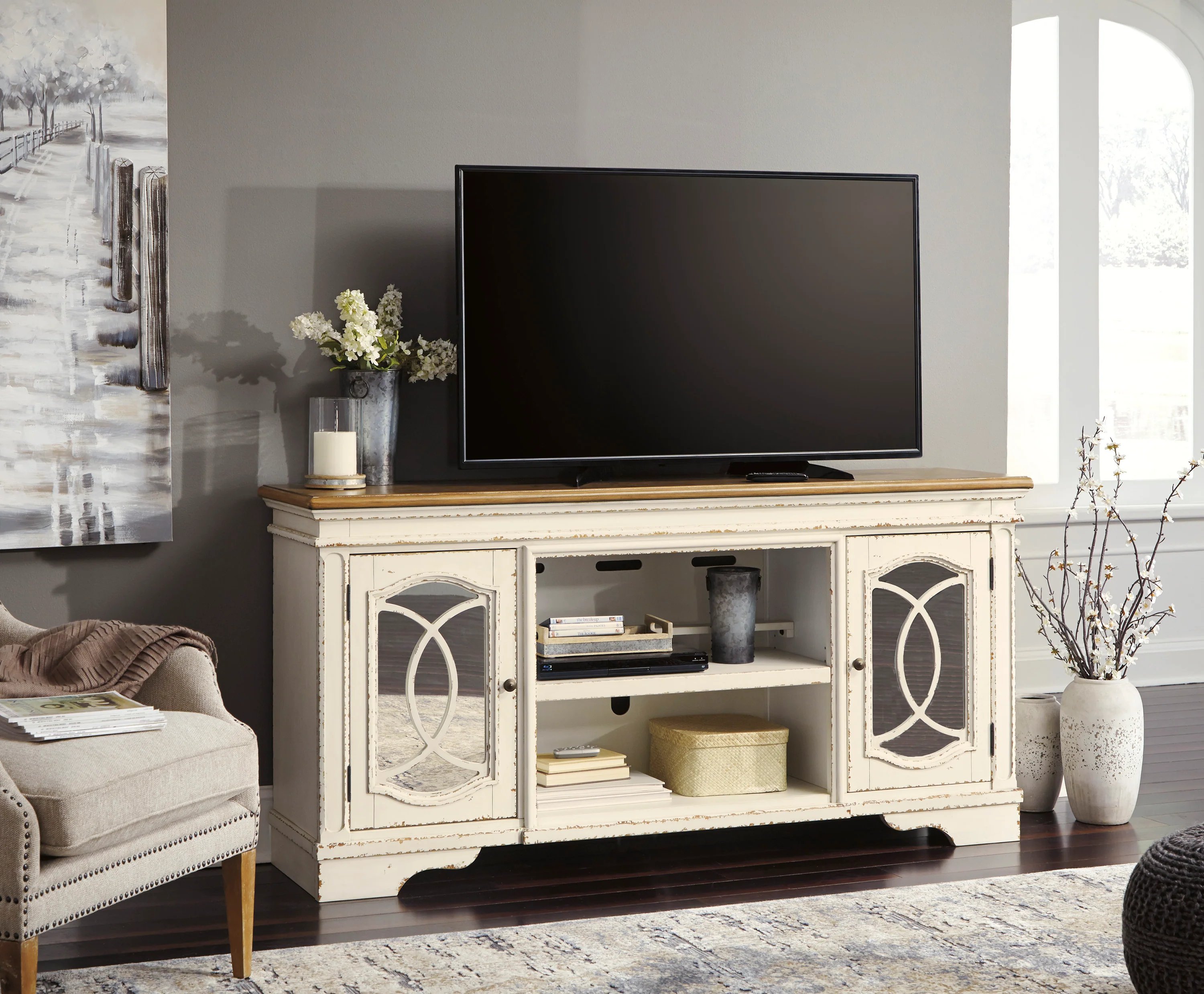 Realyn XL TV Stand With Fireplace Option