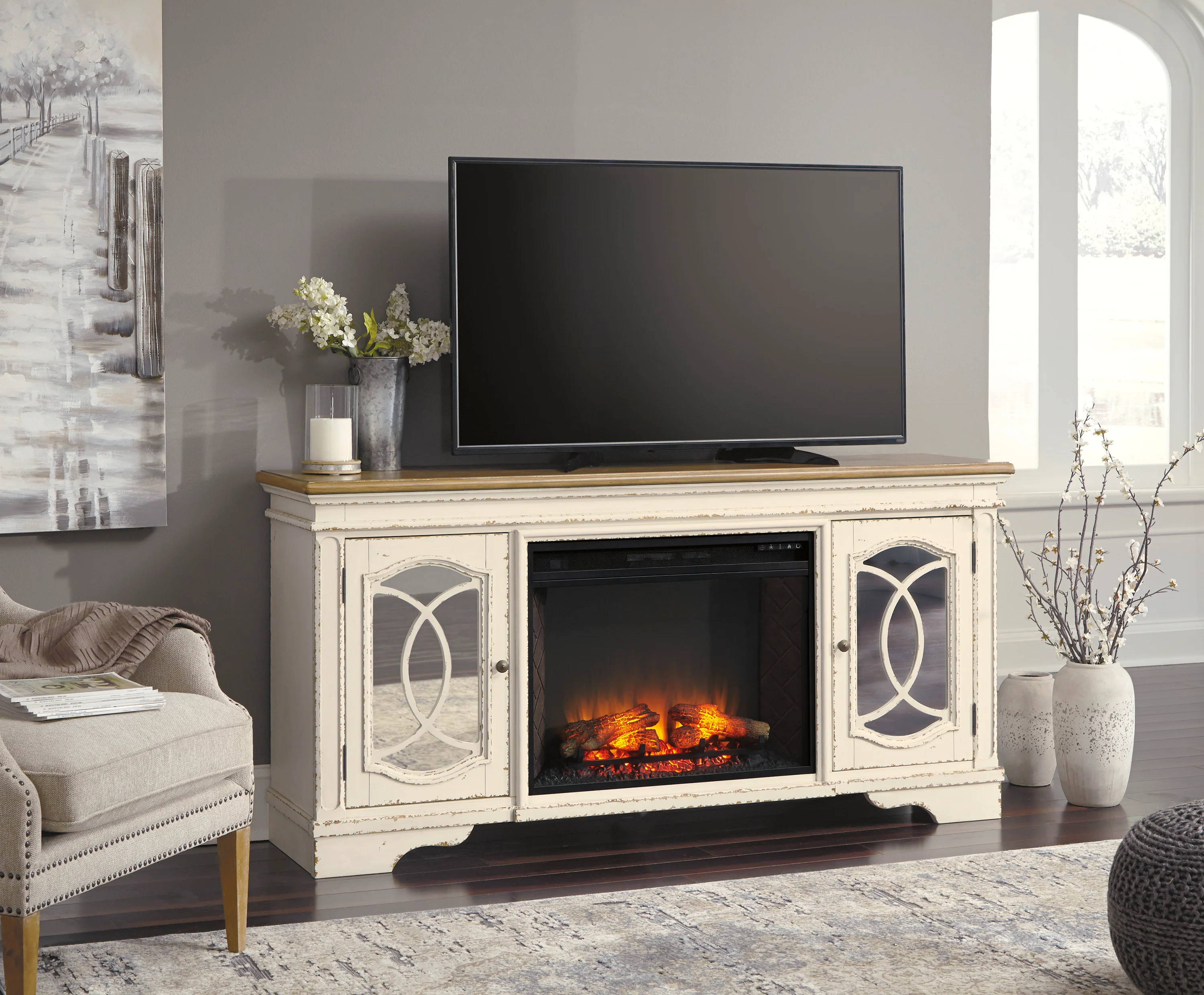 Realyn XL TV Stand With Fireplace Option - Image 9